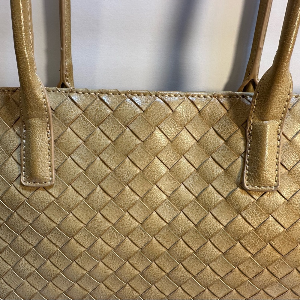 Urban Expressions Large Natural Woven Vegan Leather Handbag Purse Tote Preowned - Picture 3 of 14